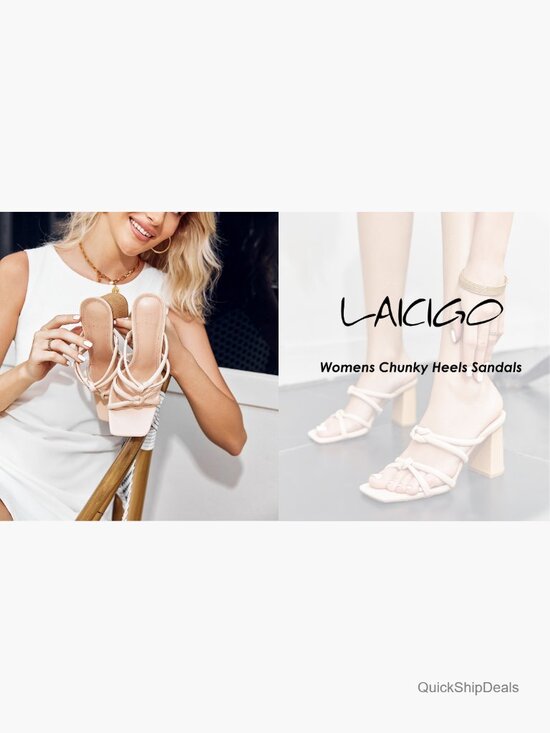 Block Heel Strappy Sandals - Square Open Toe Backless Slide Heels